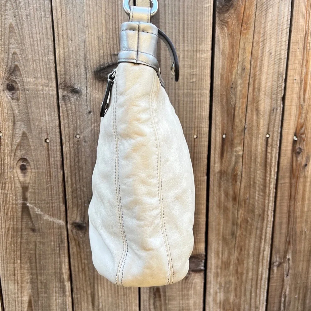 Coach Ashley Leather Boho Shoulder Satchel Bag Ivory Silver Hardware